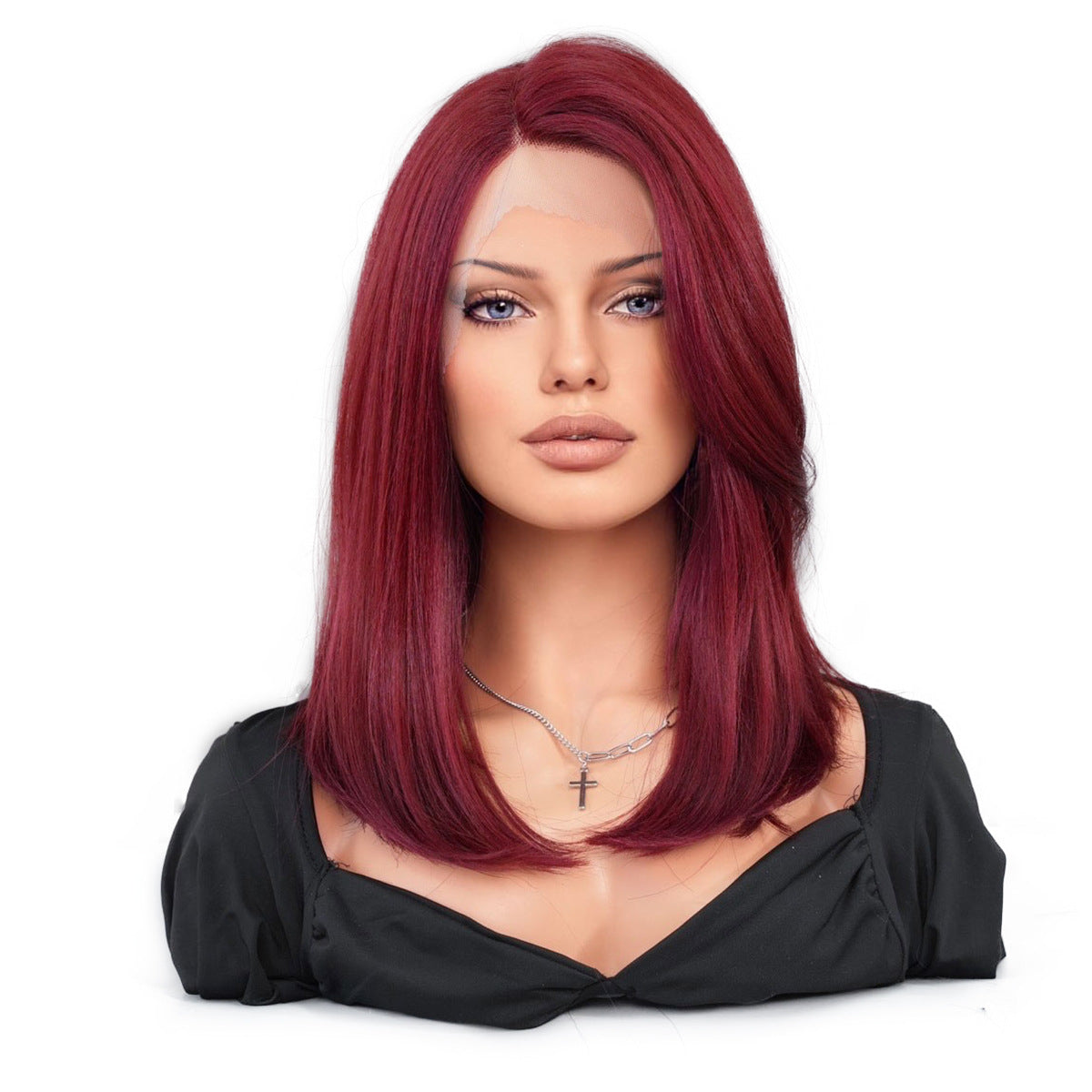 T Part Front Lace Wig - Deep Red