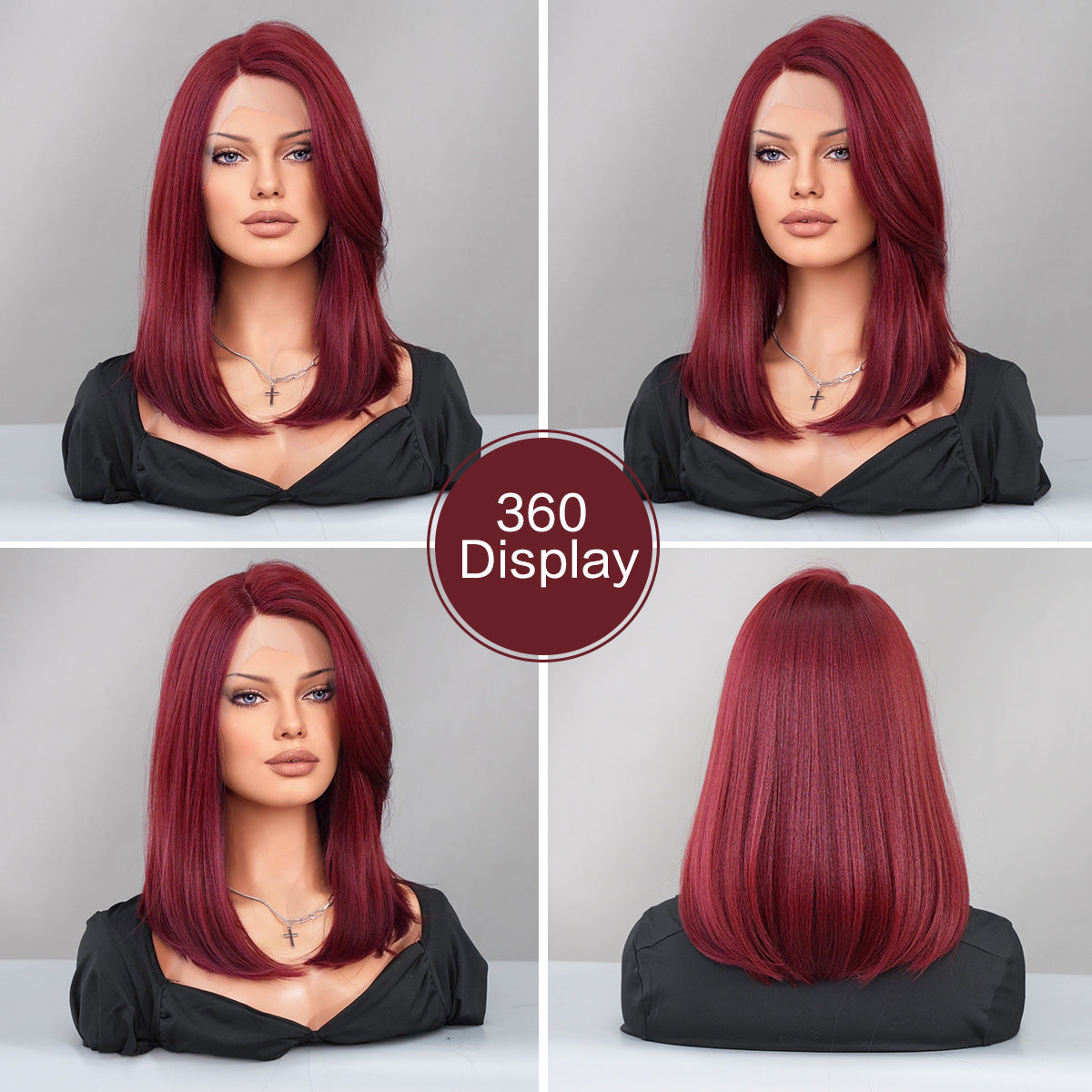 T Part Front Lace Wig - Deep Red