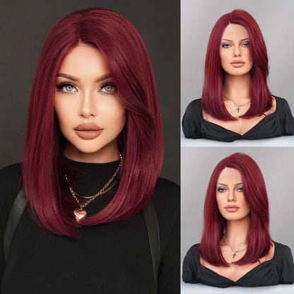 T Part Front Lace Wig - Deep Red