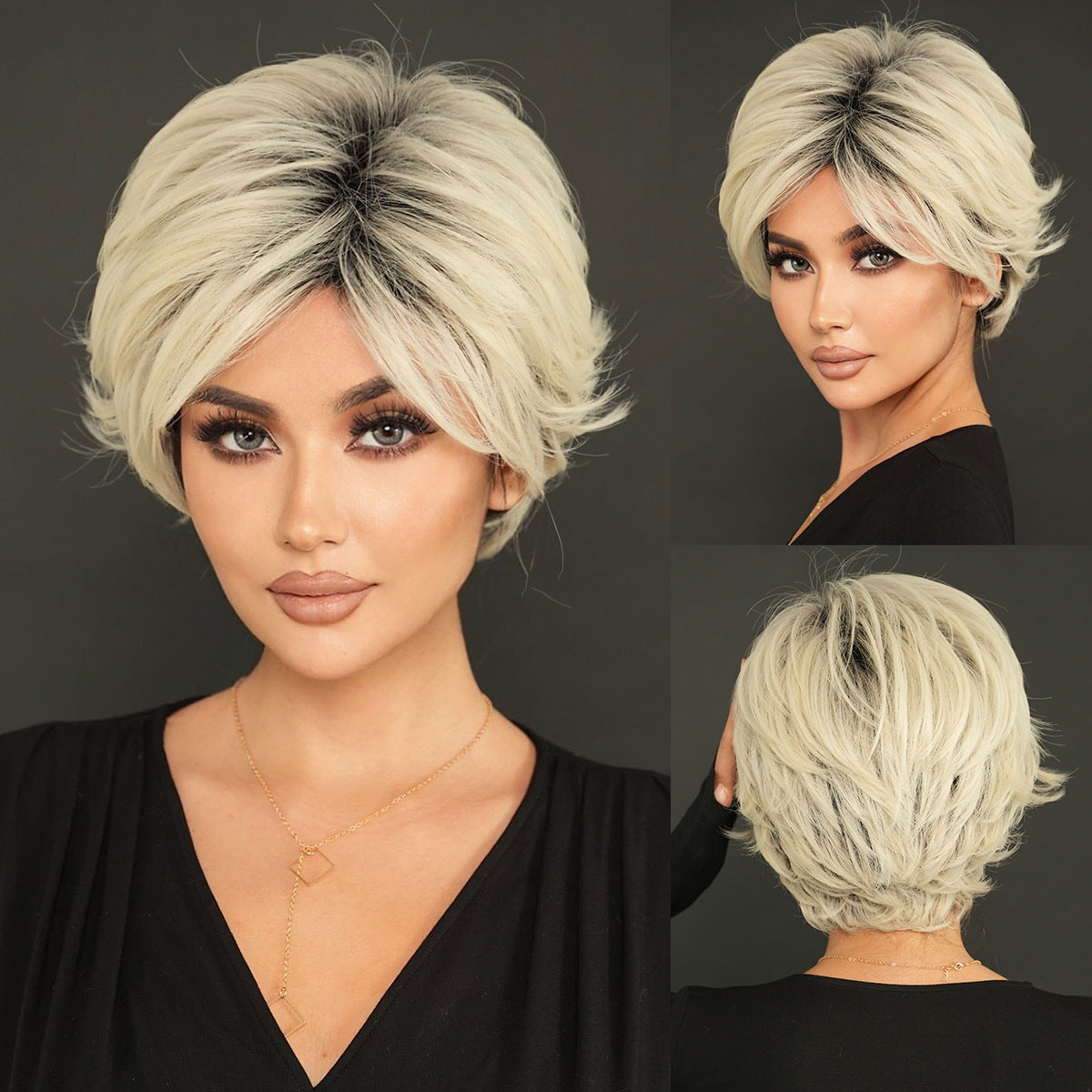 Trendy Summer Pixie Wig for Women - Platinum Gray Gradient Short Hair