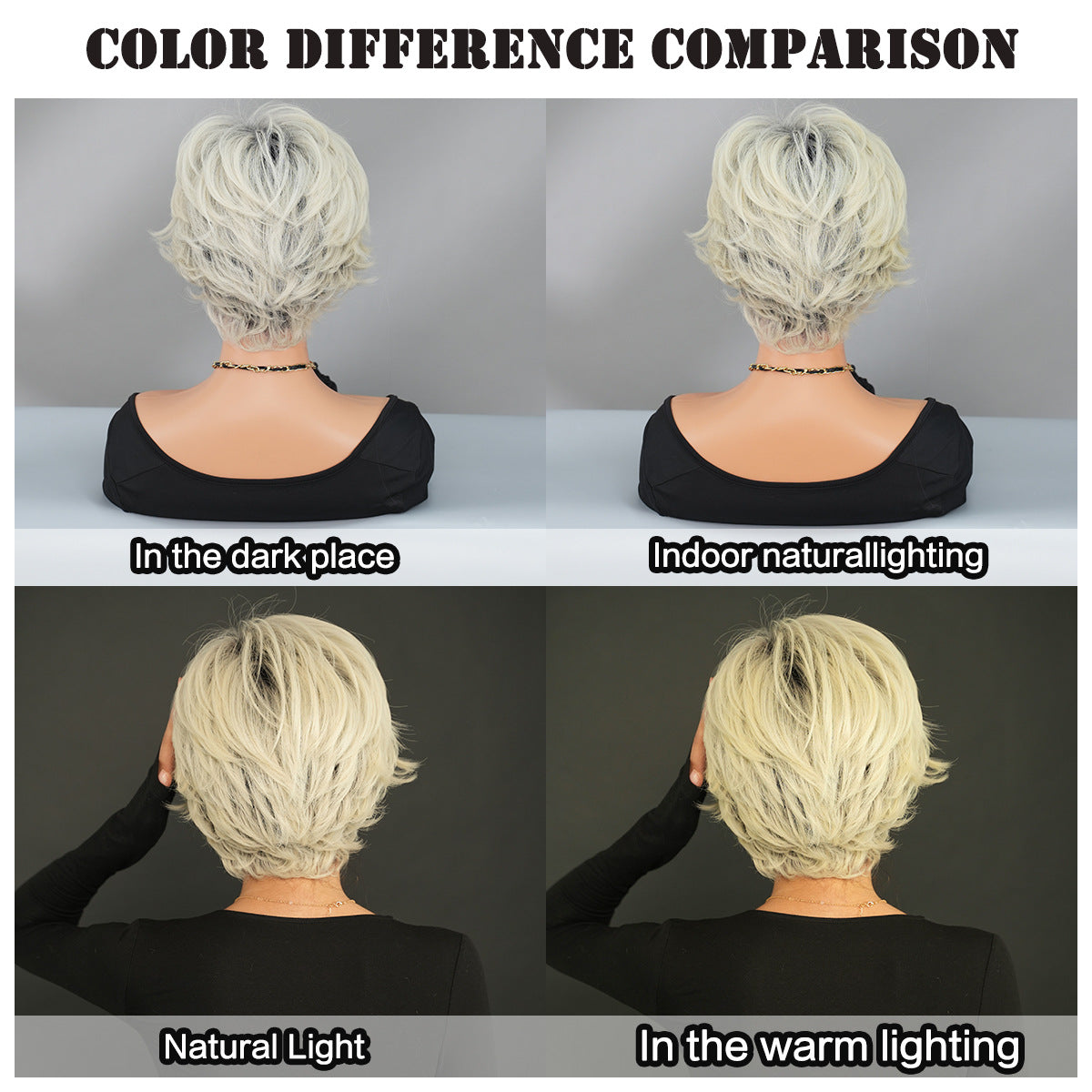 Trendy Summer Pixie Wig for Women - Platinum Gray Gradient Short Hair