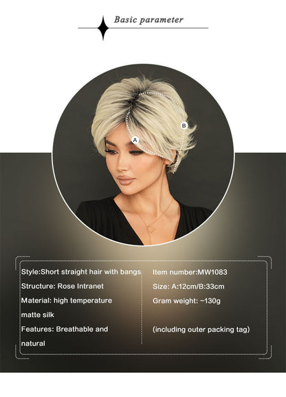 Trendy Summer Pixie Wig for Women - Platinum Gray Gradient Short Hair