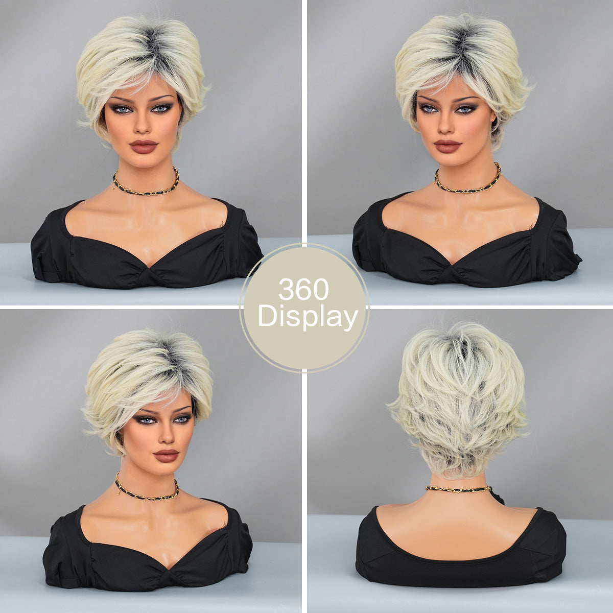 Trendy Summer Pixie Wig for Women - Platinum Gray Gradient Short Hair