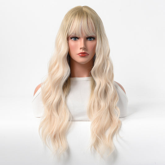 White Wig - Lovely Air Bang Long Curly Big Waves