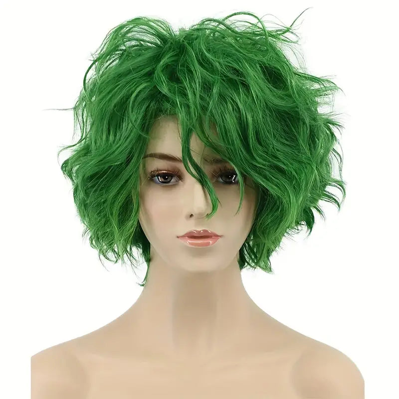 Women and Men Fluffy Short Bob Wig - Cosplay Anime Green Synthetic Hair