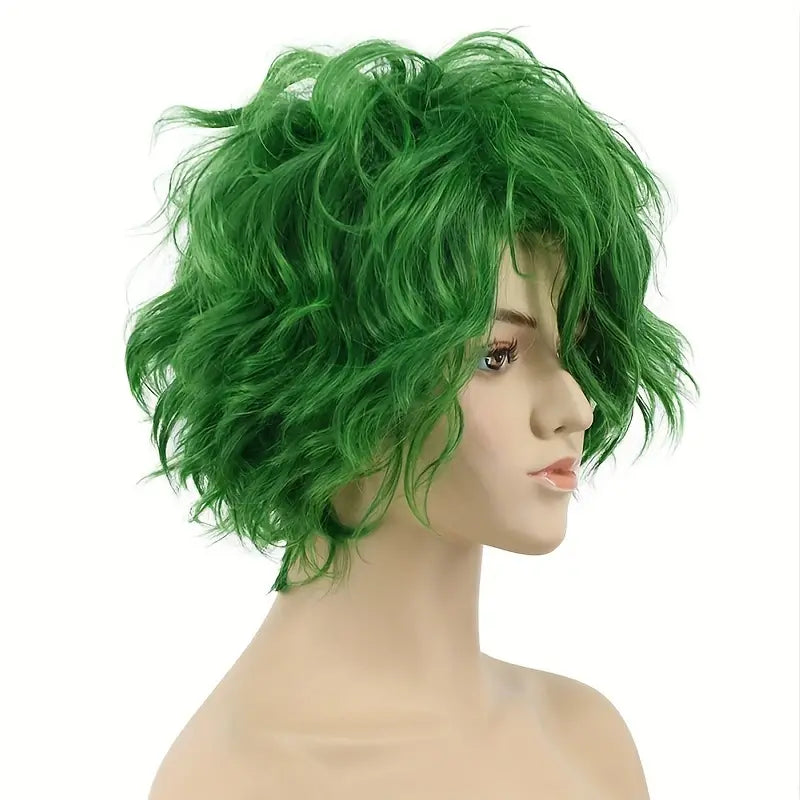 Women and Men Fluffy Short Bob Wig - Cosplay Anime Green Synthetic Hair