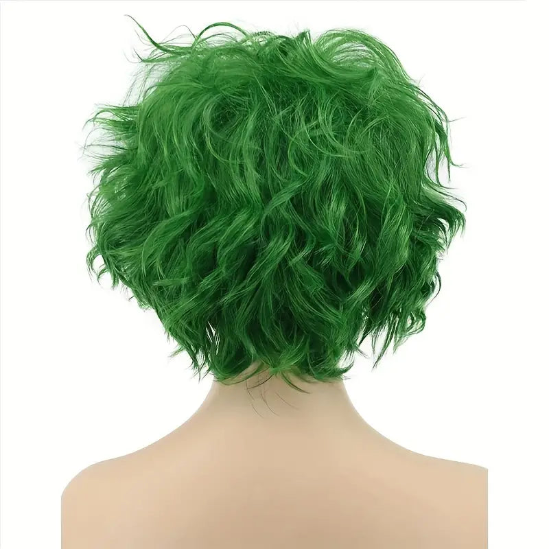 Women and Men Fluffy Short Bob Wig - Cosplay Anime Green Synthetic Hair