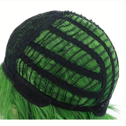 Women and Men Fluffy Short Bob Wig - Cosplay Anime Green Synthetic Hair