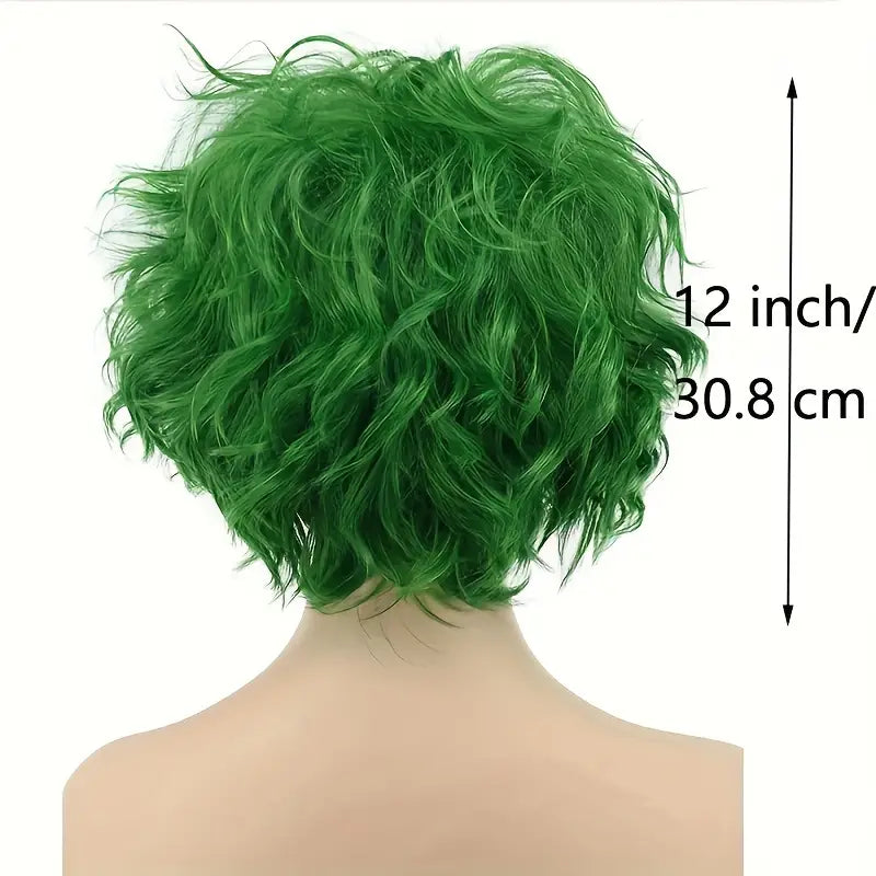 Women and Men Fluffy Short Bob Wig - Cosplay Anime Green Synthetic Hair