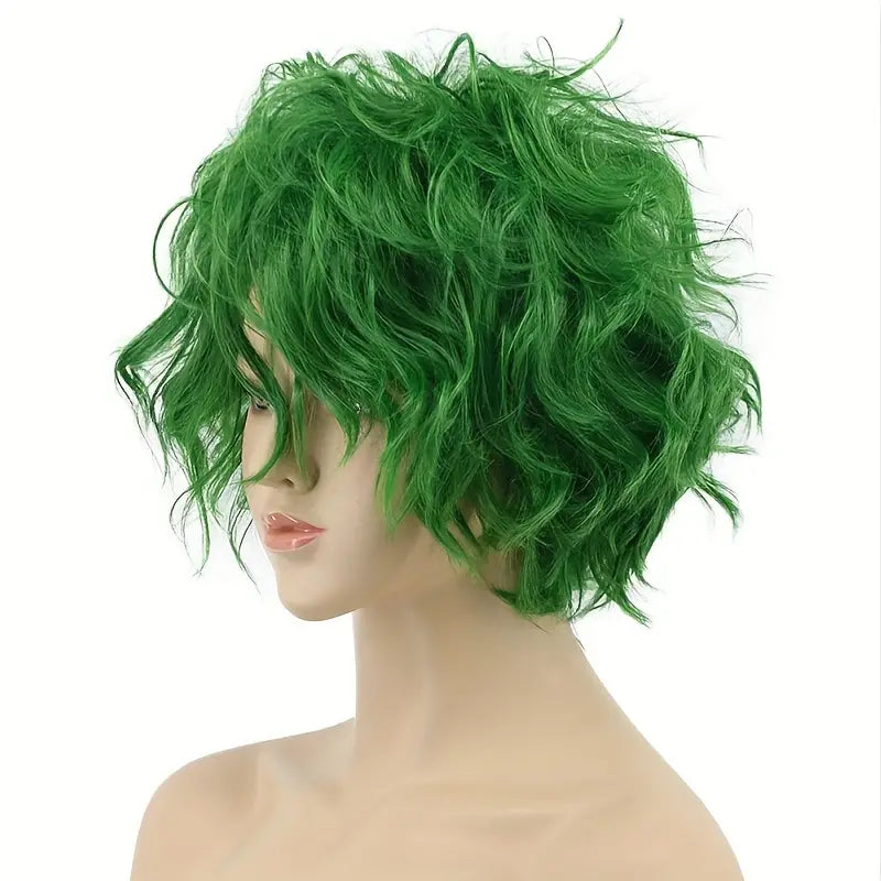 Women and Men Fluffy Short Bob Wig - Cosplay Anime Green Synthetic Hair