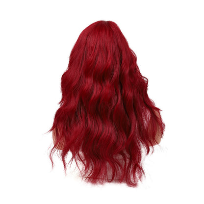 Women's Long Wavy Full Bangs Wool Curl Wig, Full Head Natural-Looking Wig for Summer