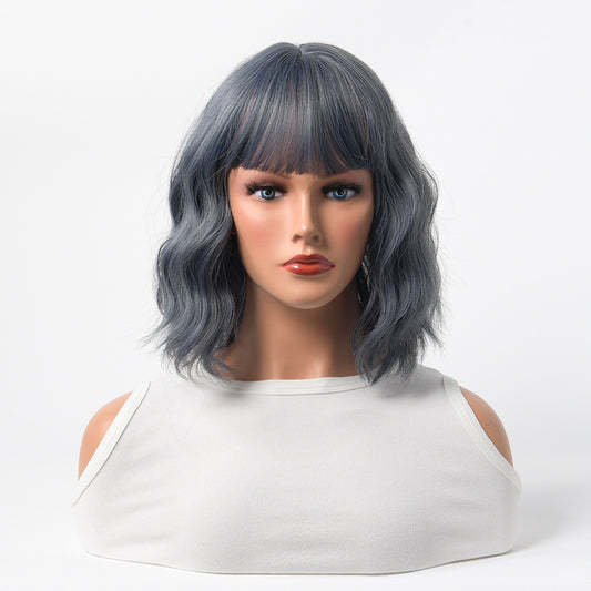 Women's Short Curly Wig In Fog Blue