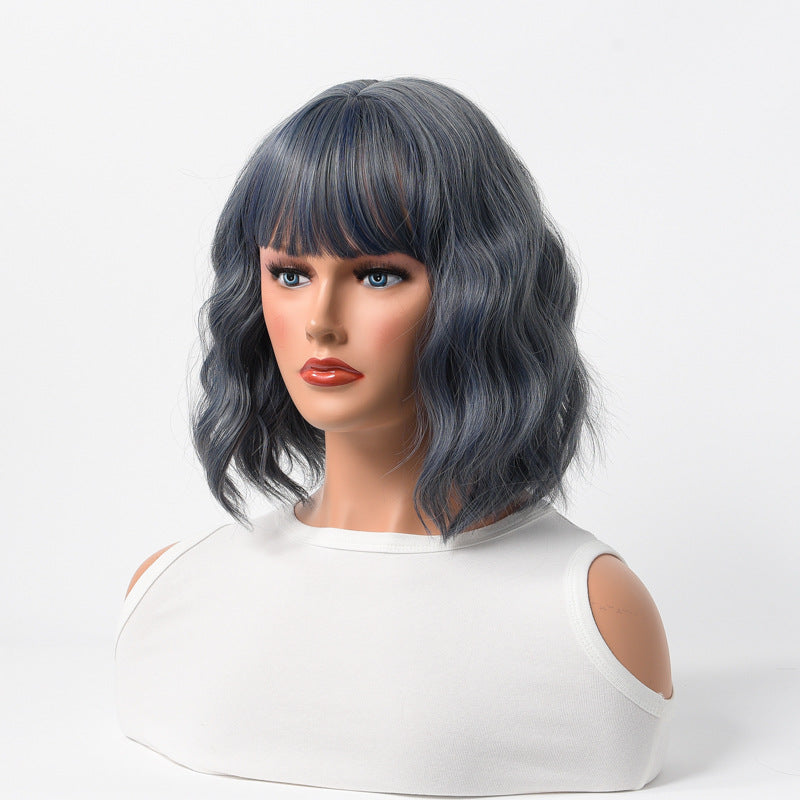 Women's Short Curly Wig In Fog Blue