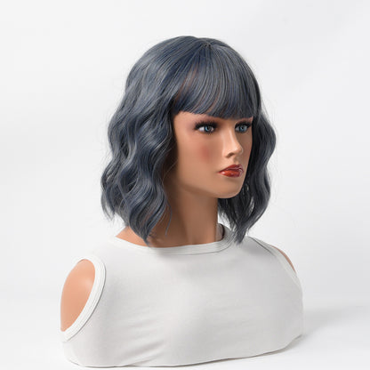 Women's Short Curly Wig In Fog Blue