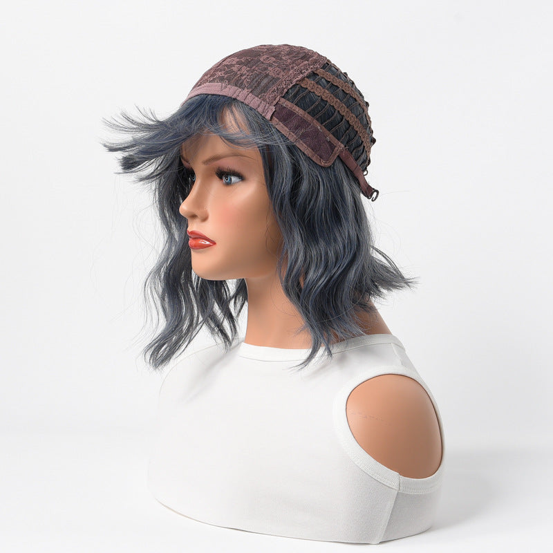 Women's Short Curly Wig In Fog Blue