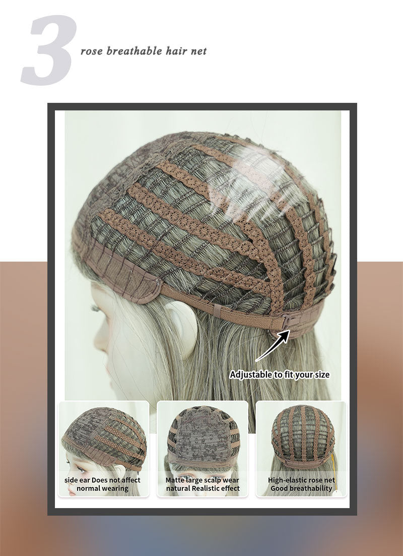 Women's Wigs - Black & Beige Grey Layered Wig