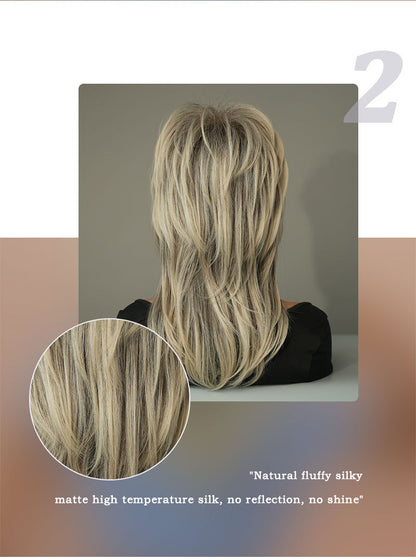 Women's Wigs - Black & Beige Grey Layered Wig