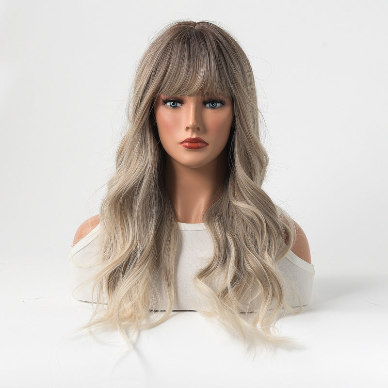 Gradient Platinum Blonde with Full Bangs