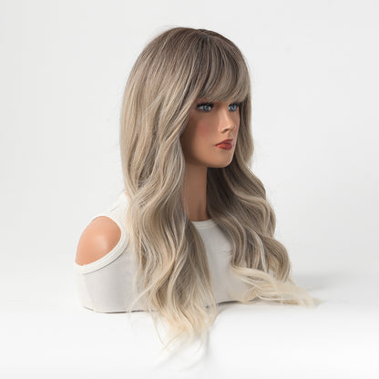 Gradient Platinum Blonde with Full Bangs